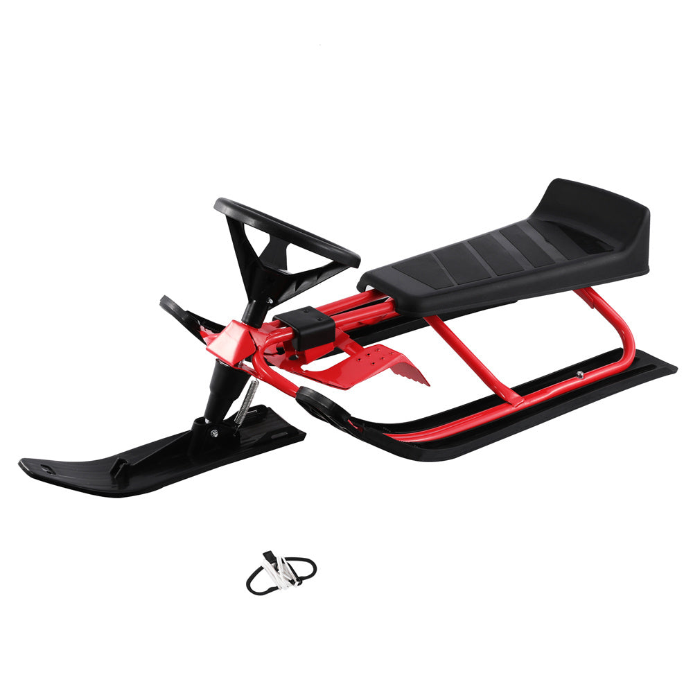 Snow Racer Sled, Steering Ski Sled Slider with Steel Frame